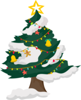 Christmas tree illustration on transparent background. png