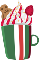 Christmas mug with drink illustration on transparent background. png