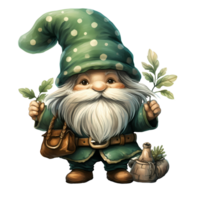 AI generated Green gnome isolated on transparent background or Christmas gnome, Ai Generation png