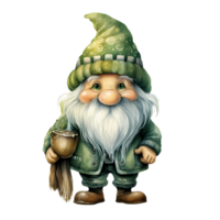 AI generated Green gnome isolated on transparent background or Christmas gnome, Ai Generation png