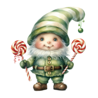 AI generated Green gnome isolated on transparent background or Christmas gnome, Ai Generation png