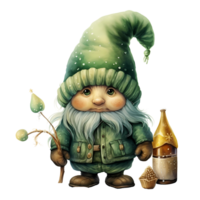 ai généré vert gnome isolé sur transparent Contexte ou Noël gnome, ai génération png