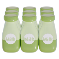 Groceries theme 3D milk product , Green tea Milk bottle pack on a transparent background , 3D rendering png