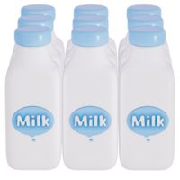 mercearias tema 3d leite produtos , fresco leite garrafa pacote em uma transparente fundo , 3d Renderização png