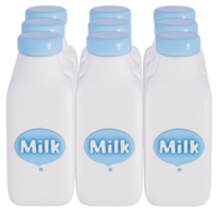 Groceries theme 3D milk product , Fresh Milk bottle pack on a transparent background , 3D rendering png