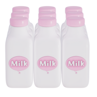 Groceries theme 3D milk product , strawberry Milk bottle pack on a transparent background , 3D rendering png