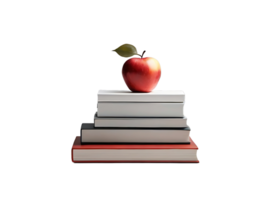ai generiert Apfel mit Buch. zurück zu Schule Konzept kostenlos png