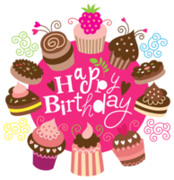 Happy Birthday with Cakes png