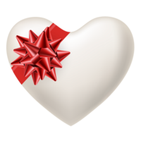White Heart with Red Bow png