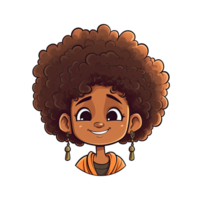AI generated Graceful afro girl illustration for your presentation png