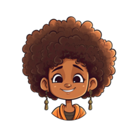 ai gerado gracioso afro menina ilustração para seu apresentação png