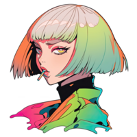 AI generated Woman with funky anime style design for your tee png