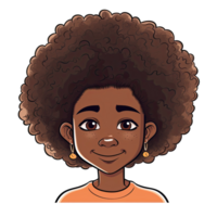 ai generado hermosa afro niña personaje diseño para tu proyecto png