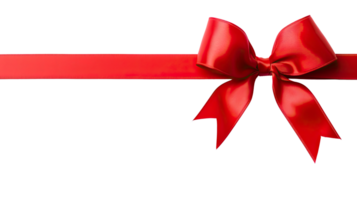 AI generated Red ribbon and bow with gold isolated on a transparent background. png