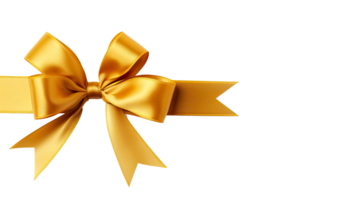 AI generated Golden ribbon and bow isolated on a transparent background. png