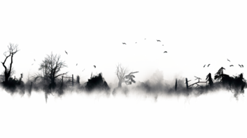 AI generated Spooky fog overlays isolated on transparent background. png