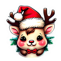 AI generated christmas reindeer sticker png