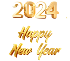 Happy New Year 2024 Gold Tex Wishes PNG