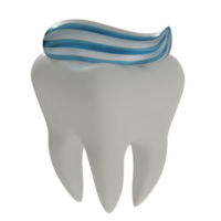 Tooth with striped toothpaste on it 3d rendered icon isolated png