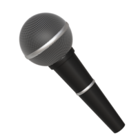 black microphone with a silver ring around the top 3d icon isolated png