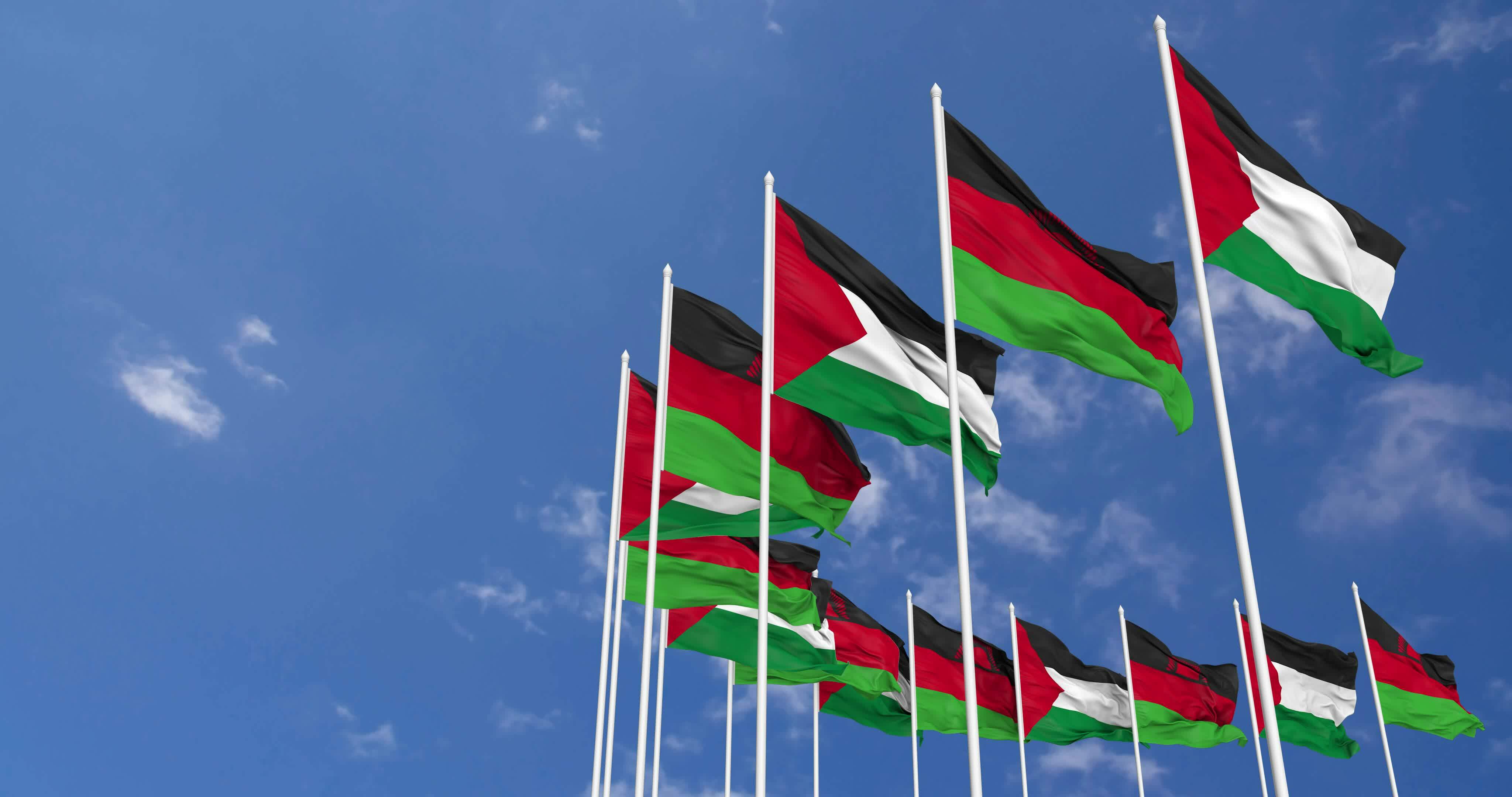 Malawi E Palestina Bandeiras Acenando Juntos Dentro A C u Desatado malawi-e-palestina-bandeiras-acenando-juntos-dentro-a-c-u-desatado