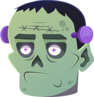 Cartoon zombie head. Illustration isolated on transparent background. png