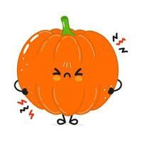 Cute angry Pumpkin character. Vector hand drawn cartoon kawaii character illustration icon. Isolated on white background. Sad Pumpkin character concept