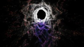 Abstract glowing light hi-tech energy purple blue tunnel frame of lines and particles tunnel futuristic, abstract background video