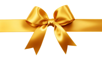 AI generated Golden ribbon and bow isolated on a transparent background. png