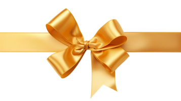 AI generated Golden ribbon and bow isolated on a transparent background. png