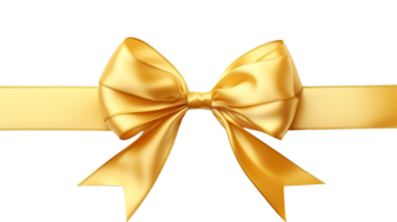 AI generated Golden ribbon and bow isolated on a transparent background. png