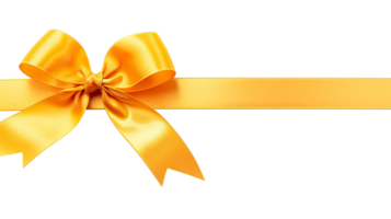 AI generated Golden ribbon and bow isolated on a transparent background. png