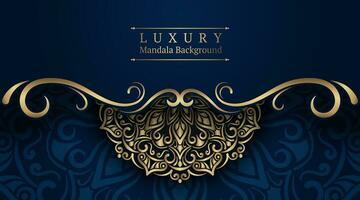 luxury blue background, with golden mandala ornament vector