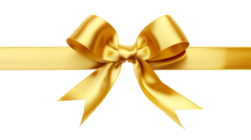 AI generated Golden ribbon and bow isolated on a transparent background. png