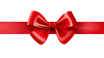 AI generated Elegant Red Bow and Ribbon Isolated on Transparent Background png