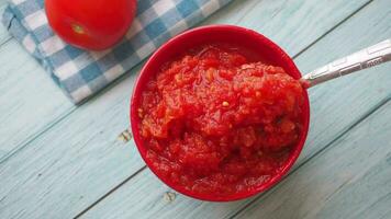 Tomato paste with ripe tomatoes. video