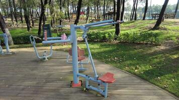 Exercise equipment in a public park video