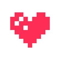 Pixel heart red 8 bit for poster pattern, print, design, elements vector