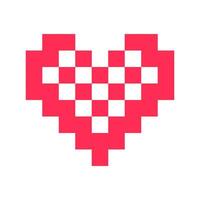 Pixel heart red 8 bit for poster pattern, print, design, elements vector