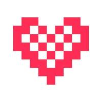 Pixel heart red 8 bit for poster pattern, print, design, elements vector