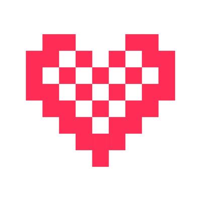 Pixel heart red 8 bit for poster pattern, print, design, elements