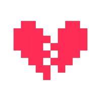 Pixel heart red 8 bit for poster pattern, print, design, elements vector