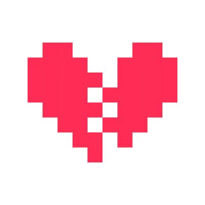 Pixel heart red 8 bit for poster pattern, print, design, elements