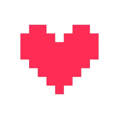Pixel heart red 8 bit for poster pattern, print, design, elements