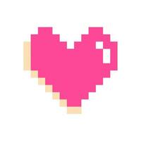 Pixel heart pink 8 bit for poster, print, design, elements vector