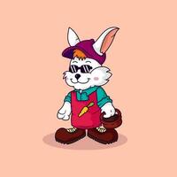 Cute Rabbit as a carrot farmer vector lllustration, flat cartoon style