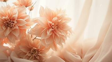 AI generated Beautiful flowers in soft color and blur style for wedding background. photo