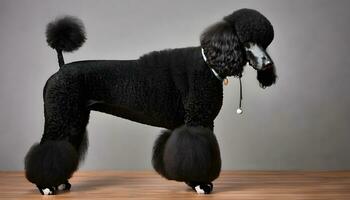 AI generated Gorgeous young standard poodle, outdoors photo