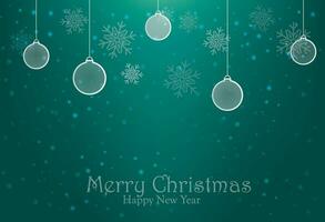 Merry Christmas landscape and Happy New Year greeting card design. Winter background banner vector