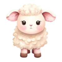 AI generated Cute Pink Little Sheep Watercolor Clipart Illustration png